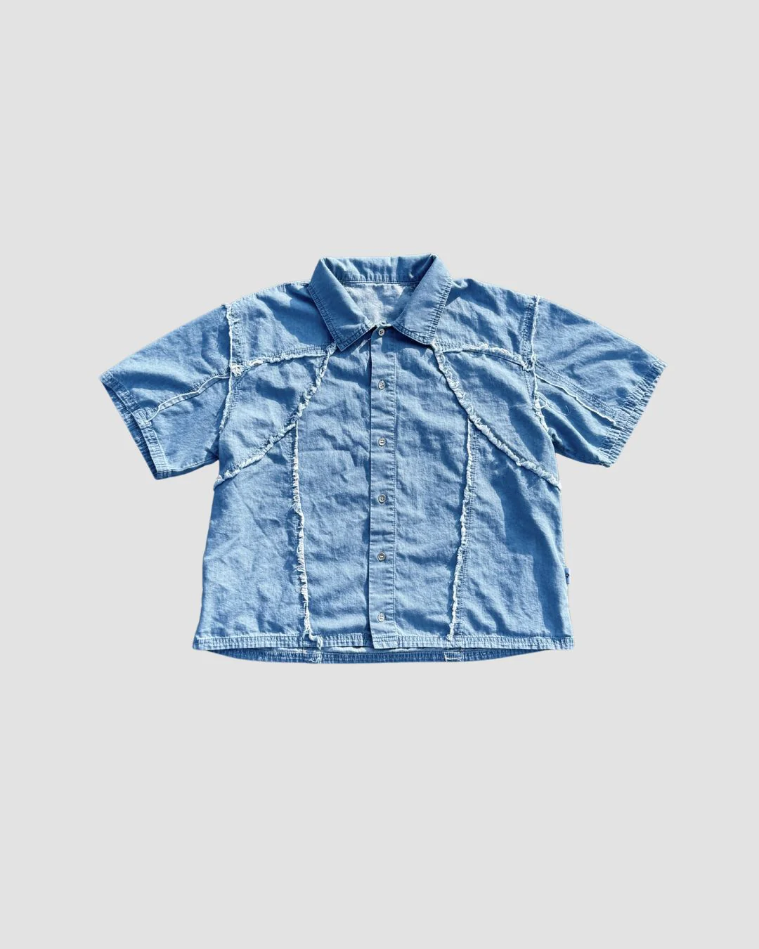 Distressed Collared Shirt Blue - Image 3