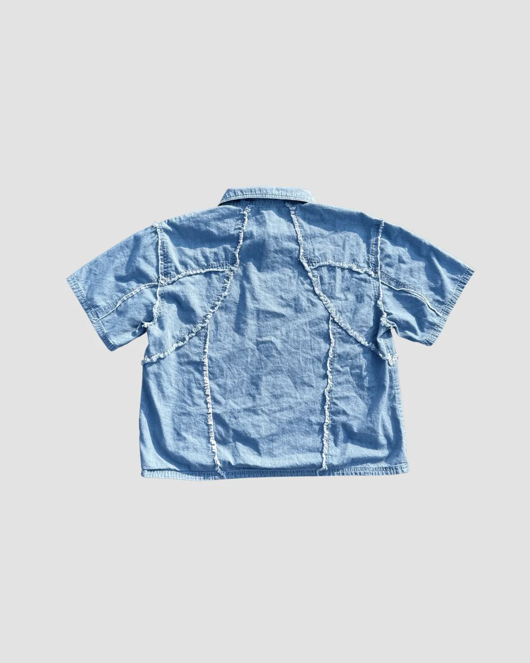 Distressed Collared Shirt Blue - Image 4