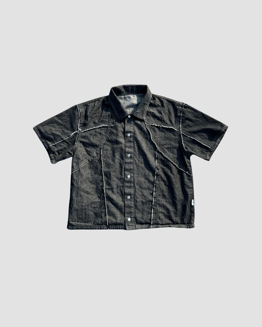 Distressed Collared Shirt Black - Image 3