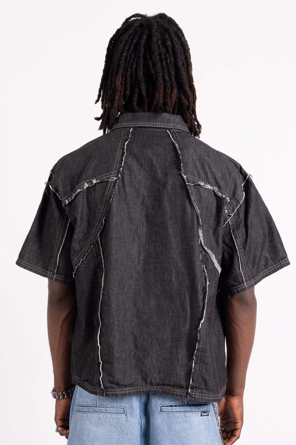 Distressed Collared Shirt Black - Image 6