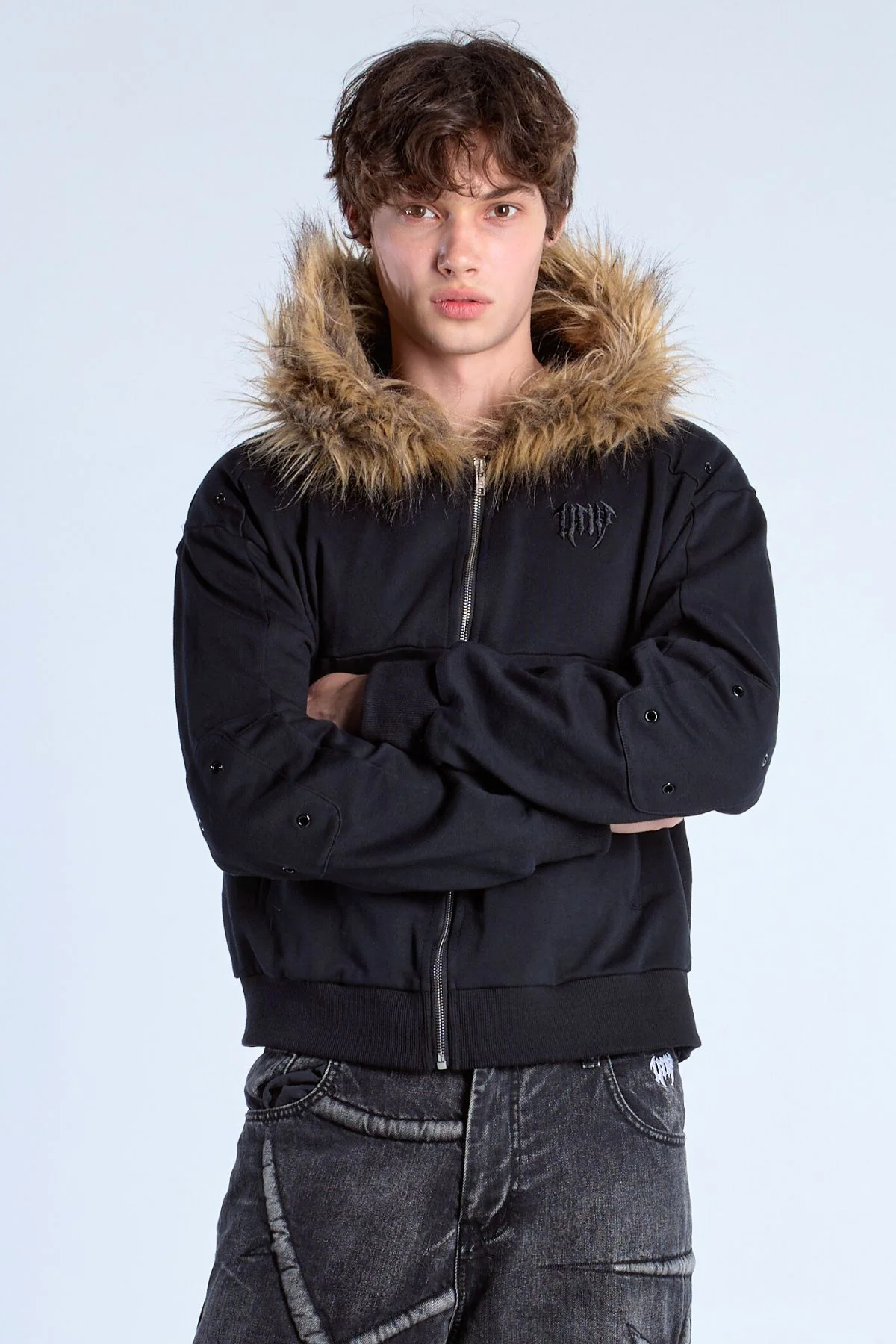 Noire Fur Zip Hoodie - Image 5