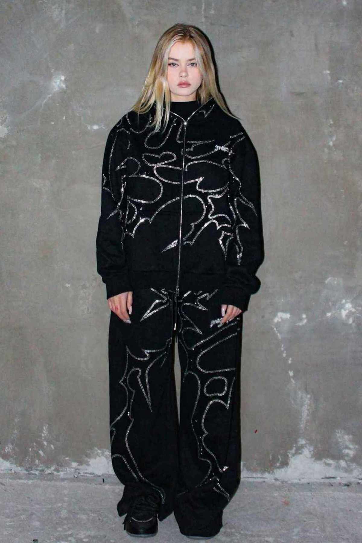 THORNS ZIP HOODIE BLACK - Image 6