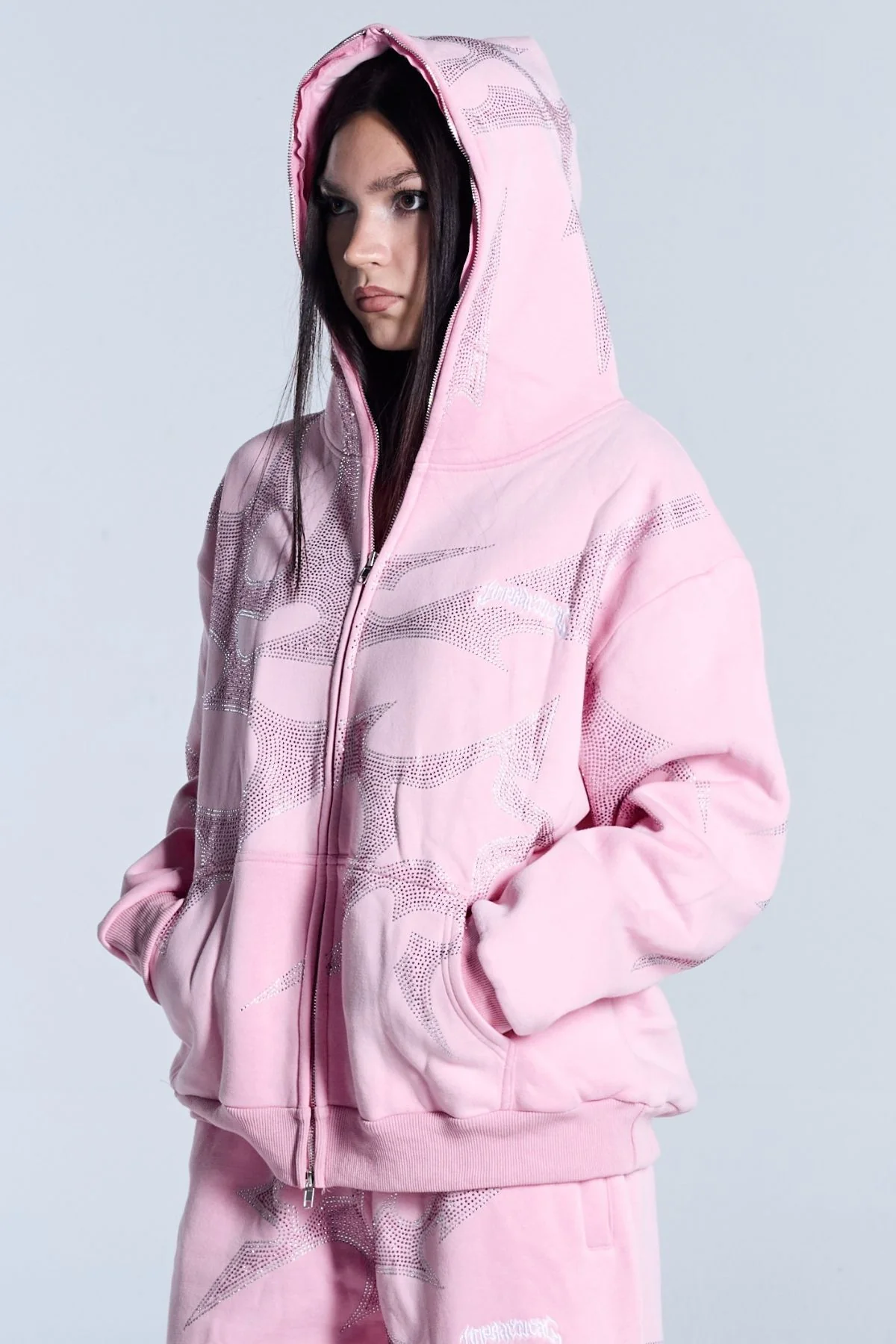 THORNS ZIP HOODIE PINK - Image 3