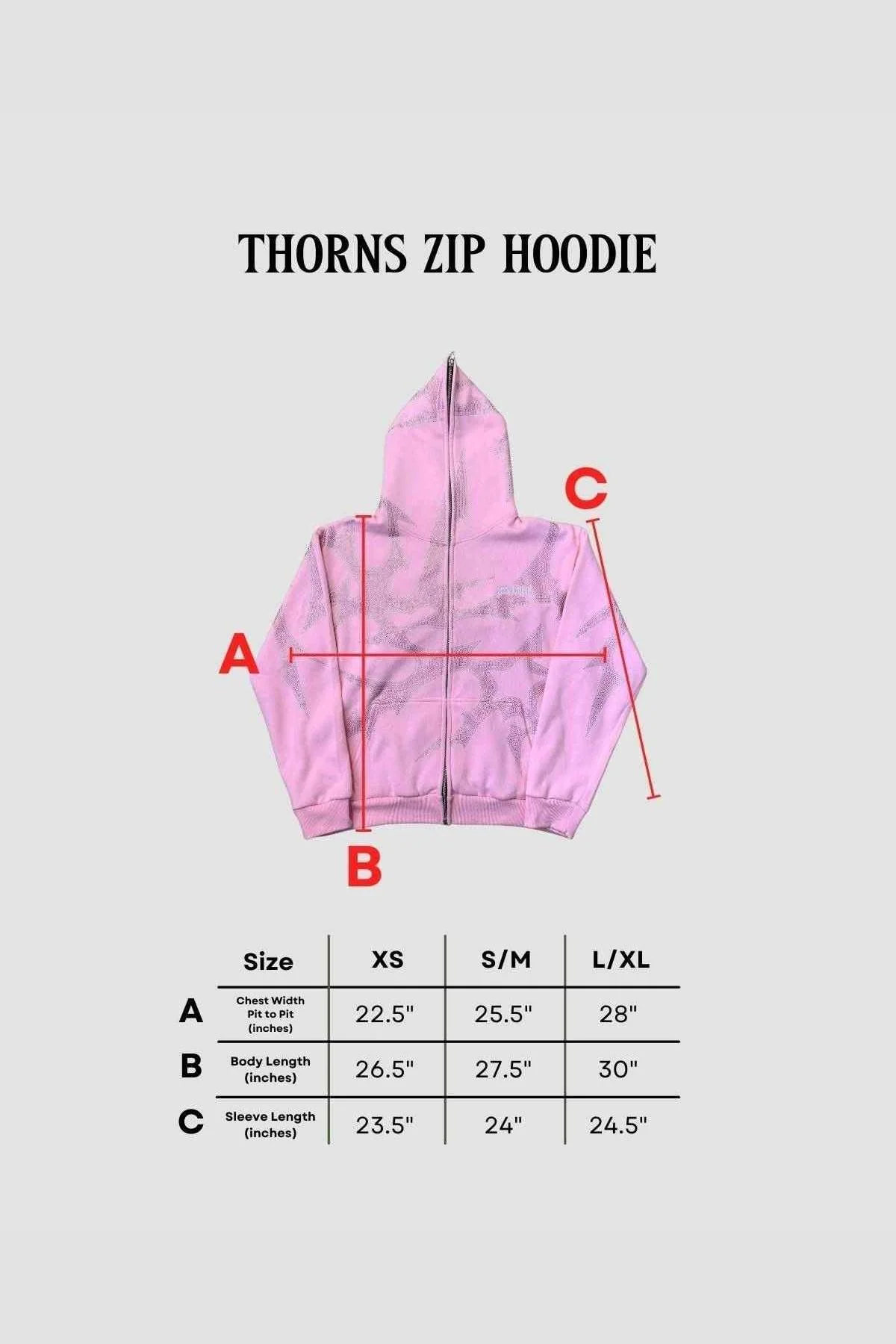 THORNS ZIP HOODIE PINK - Image 8