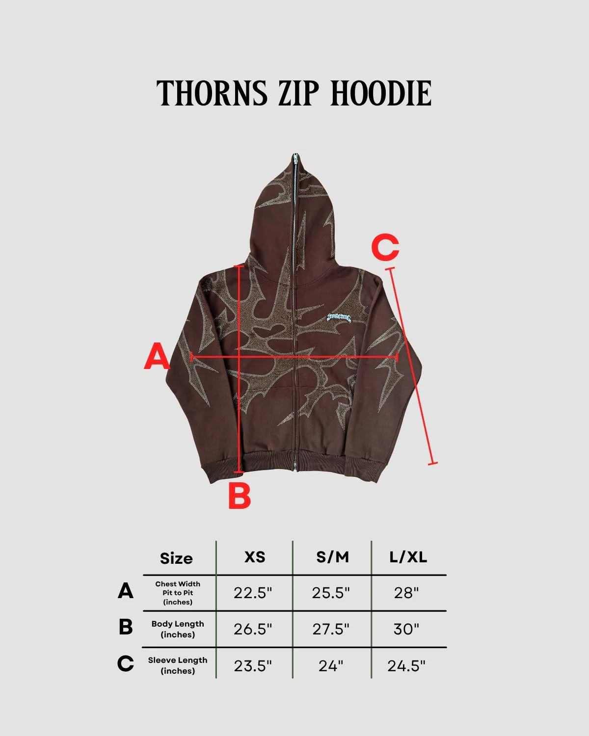 THORNS ZIP HOODIE BROWN - Image 7